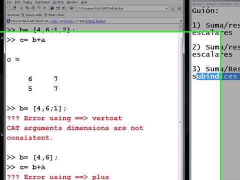 5 minutos de Matlab: suma de vectores y matrices (0005)