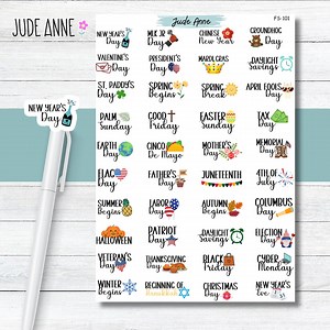 Holiday Planner Stickers, Cute Holiday Icon, Calendar, U.S. Holidays, Boju Holidays, Celebration Stickers, Sticker Sheet for Planning - Etsy