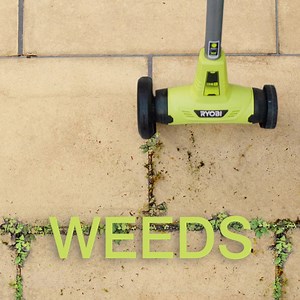 Weed-free patios & paths in minutes! Effortlessly tackle weeds, moss & grass with the Ryobi 18V ONE cordless patio cleaner. | Ryobi Tools UK