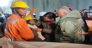 Watch: Uttarakhand Chief Minister Greets First Worker Rescued From Tunnel