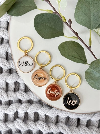 Personalized Resin Dog Tag, Custom Pet ID Tag With Name and Phone Number - Neutral Shimmer - Etsy