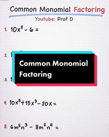 Common Monomial Factoring #mathematics #mathtrick #mathhack