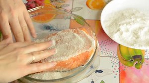 Red Fish Salting Process, Closeup
