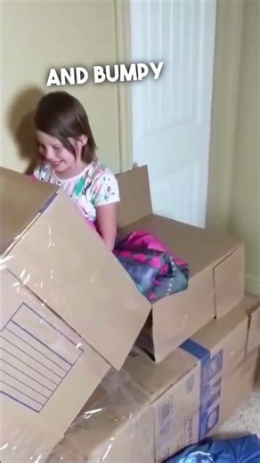 Dad Built A Fun Slide Out Of Cardboard Boxes ❤️
