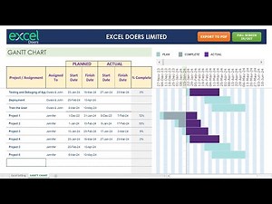 Gantt Chart Automate in Microsoft Excel for Project Management with Export PDF