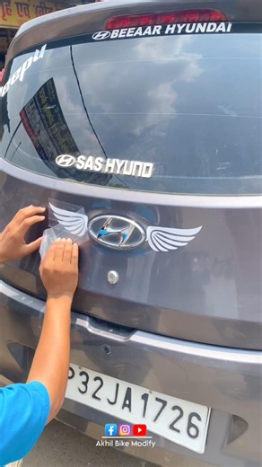 🔥Hyundai Eon Car Wings Sticker Install..#hyundaieon #carmodification #hyundai #shortsfeed #wings ❤️