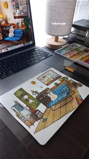 Watercolor Sesh 🐰 #art #artist #watercolor #himi #painting #miffy #shorts #drawing #snoopy #macbook