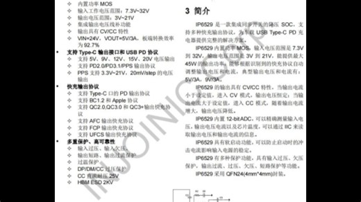 IP6529是一款支持最大45W，集成多种快充输出协议的降压芯片荐