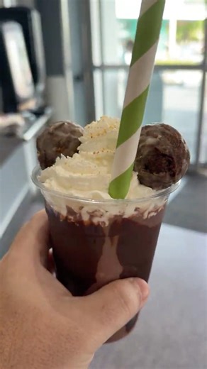 Asteroid shake chocolate shake #churro fudge whipped cream donut #Disney #food #magickingdom #snack