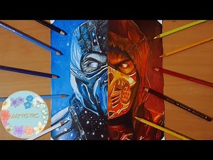 Mortal kombat Drawing: Sub-Zero vs Scorpion (SPEED DRAWING) | Dh Artistic