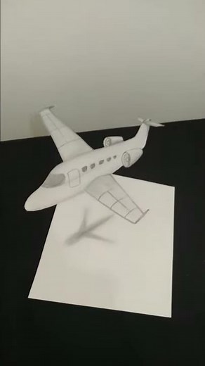 EASY! how to draw a 3d airplane on paper
