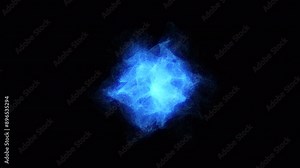 Bright glowing abstract energy motion. Blue energy blob of shiny cosmic particles. 3d orb energy flow. Energy waves forming a 3d sphere in space. Science, future technology, power generation. 4k.