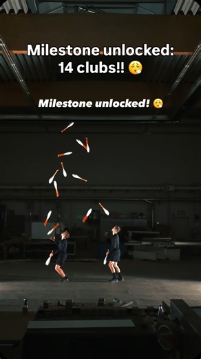 FUSION | Reimagining Juggling on Instagram: "World‘s First! 🤯 DAY TWO of our mission to push the juggling world record from 15 to 17 clubs — and this is our first major breakthrough! The journey just started… and we’re already breaking our juggling records! When do you think we reach 17? Let us know. ⚡️ #juggling"