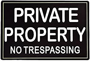 Private property prohibition sign, aluminum, 11.8 inches x 7.9 inches (approximately 30.0 cm x 20.1 cm), 14 inches (approximately 35.6 cm) metal pile ×1…
