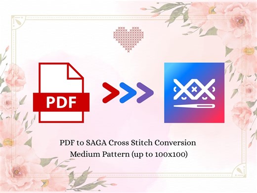 PDF to SAGA Cross Stitch Conversion | Medium Pattern Saga File (up to 100x100 Stitches) - Etsy