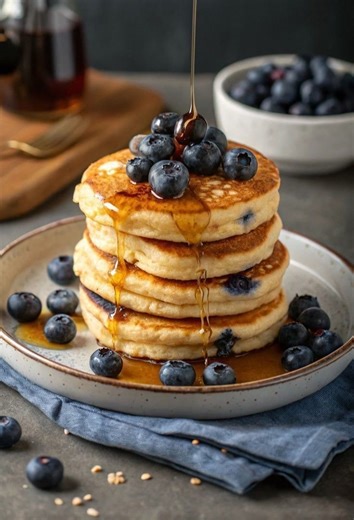 Blueberry Pancakes Ingredients: 1 cup all-purpose flour 1 tbsp sugar 1 tsp baking powder 3/4 cup milk 1 egg 1 tsp vanilla extract 1½ cup blueberries 2 tbsp melted butter Instructions: 1. Mix flour, sugar, and baking powder. 2. Whisk milk, egg, vanilla, and butter separately. 3. Combine wet and dry ingredients. 4. Gently fold in blueberries. 5. Cook on a greased pan over medium heat until golden on both sides. 6. Serve with extra berries or syrup. #fbreelsfypシ゚ #fblifestyle #pancakes | Sunitha De