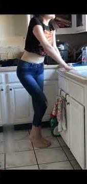 True pee desperation in front of the sink