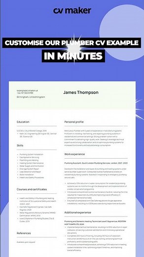 Plumber CV Example!