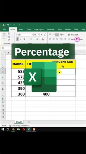 Percentage Calculation in Excel #excel #shorttricks #msoffice