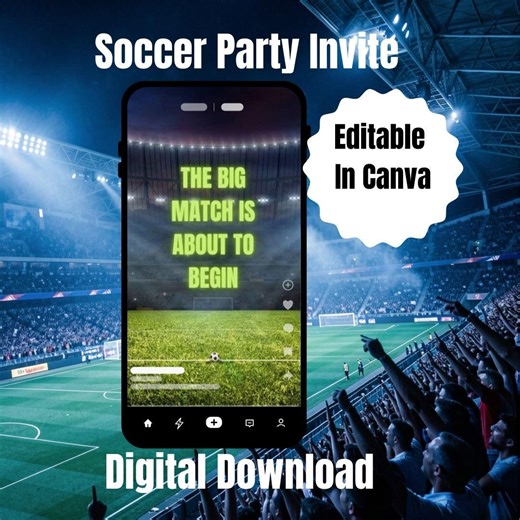 Editable Soccer Video Invitation | Match Day Birthday Party (digital Download) - Etsy