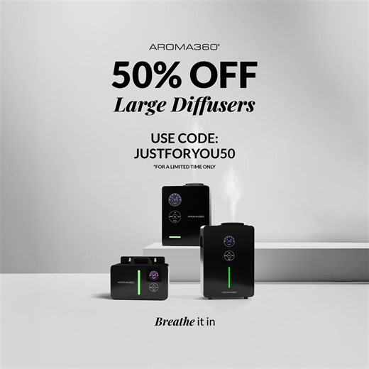 16K views | For a limited time, save 50% off large diffusers with code JUSTFORYOU50 | Aroma360 | Facebook