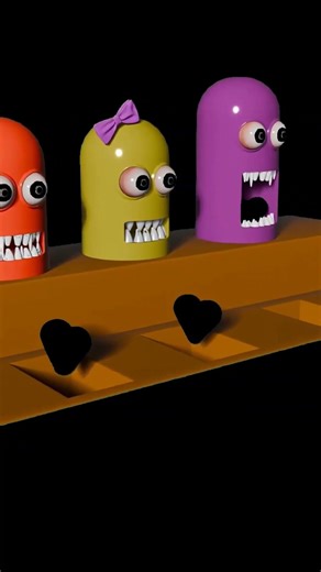3 colorful monster dropping hearts | 3D animation cartoon #cartoon #monster