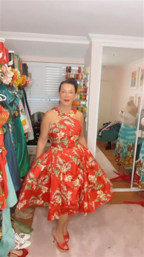 Cross Neck Hawaiian Print Dress With Gathered Over Skirt - Tropical Tiki Dress - 1950s Rockabilly Style. Style# TH-215O - Etsy