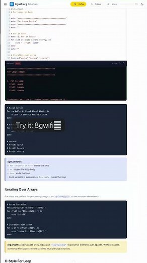 Bash For Loops - Iteration, Arrays, C-Style Loops — in 30 seconds #Bash #Shell #Linux