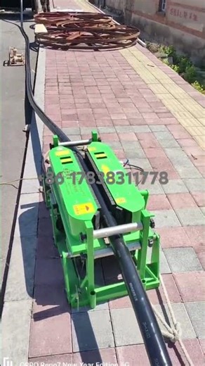 The Ultimate Cable Pulling Setup: Conveyor and Winch in Action. #cablelaying #machine #cablepusher