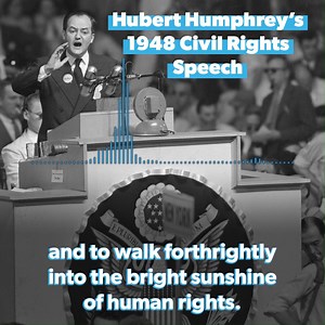 75 years ago today, Hubert Humphrey delivered a historic speech on civil rights that changed the Democratic Party and the future of our nation. In 1948, President Truman was running for re-election. Truman had urged Congress to pass civil rights legislation, but he wanted to de-emphasize the issue going into the 1948 Democratic Convention. Truman did not want civil rights to divide the party. Meanwhile, liberals like Humphrey were fighting for the Democratic Party to include a strong civil right