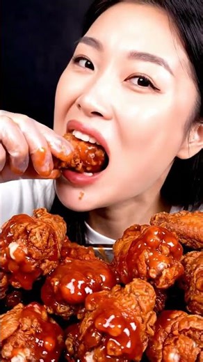 delicious ASMR BBQ FRIED CHICKEN SPICY NUCLEAR FIRE SAUCE MUKBANG