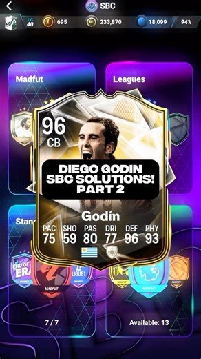 Madfut™ on Instagram: "Diego Godin SBC Solutions! 🧩🇺🇾 (Part.2) • Purchase Now From Madfutshop.com , Link In Our Bio! 👀 • Follow @madfut.apps & @madfut_sbc For More ! 📍 •—————————–——• #eafc #tekkers #nikefootball #nikesoccer #mercurial #totalsoccerofficial #viral #sbspotlight #fut #art #worldsoccerblogger #fifa #bornmercurial #impression #madfut26 #footballboots #soccernews #madfut #ultimateteam #teamoftheseason #eafc26"
