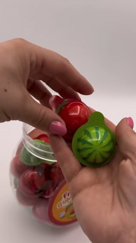 Fruit Gummy Balls Mix - 19 Ounce Jar (30 Count) - Jelly Filled Gummies - Individually Wrapped Gummy Candy - Watermelon, Strawberry, Peach - Chewy Candy for Goodie Bags