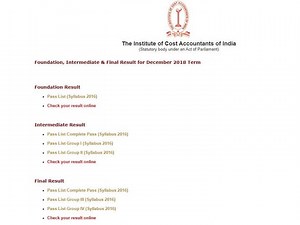 ICMAI CMA December 2018 term exam result DECLARED, Check Direct Link Here