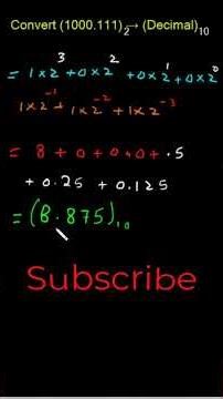 Binary Fraction Beauty ✨ | (1000.111)₂ → (8.875)₁₀ Explained Simply #electricalengineering