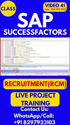 SAP SuccessFactors RCM Training Online Tutorial Class 41 20th Nov 2025 #sapsuccessfactorstraining
