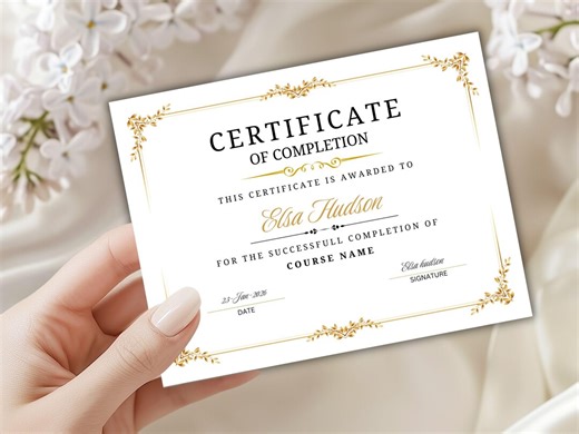 Certificate of Completion Template, Printable Course Certificate of Completion, Editable Award Certificate, Training Certificate Template - Etsy