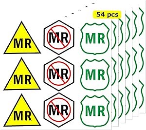 MR Warning Stickers 2X2 Inch - MR Safety Vinyl Sticker Unsafe Conditional Labels 54 Pcs