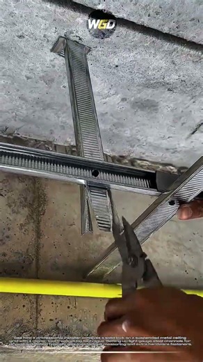 Perfect ceiling grid alignment: Smart metal cutting trick for clean joints