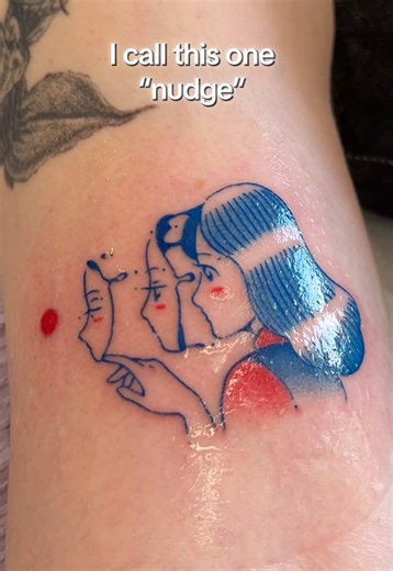 Lovely Tattoo: Blue and Red Design Inspiration