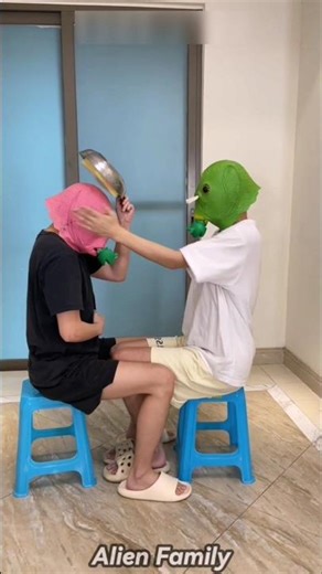 😂Our Alien Family Got WAY Too Competitive | Head Knock Game Ends in Chaos! #shorts #alienfamily