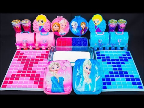 Pink and Blue DISNEY ELSA Slime 🎀❄ 91 Mins Clear Slime Mixing Glitter & Clays & Piping Bags