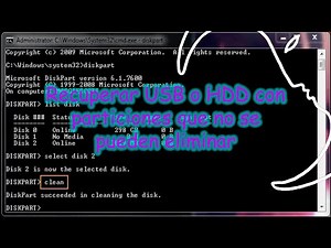 Recuperar Memoria USB o HDD con particiones que no se pueden eliminar (DISKPART)