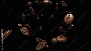 Exploding coffee beans in 4K, With alpha channel Stock Video