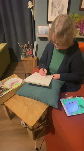 Flamingos- Can you spot the clue? Painted on the Cushion #animalart #flamingos