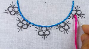 Hand embroidery new neck line embroidery tutorial, easy neck embroidery, embroidery for dresses Video link: https://youtu.be/e4W6wFRbFlU | SR Embroidery