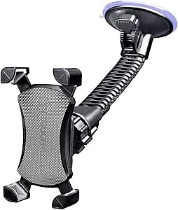 ToughTested Mammoth Windshield Mobile Mount for Truck, Double-Ribbed Gooseneck Arm, Expandable Claw Grip Holder with 360 Degree Rotation, Extra Large Suction Cup, Quick Release Button