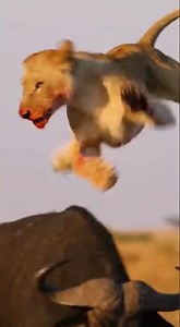 HUGE MISTAKE Bison Charges and Flips Lioness Eating Deer $#bison $ $#lion $ $#wildlife $ $#animals $