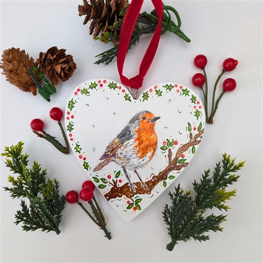 Hand-painted Robin Christmas Decoration: Memorial Keepsake Gift - Etsy UK