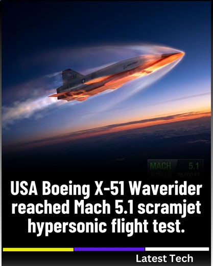FACTS | USA Boeing X-51 Waverider reached Mach 5.1 scramjet hypersonic flight test | Facebook